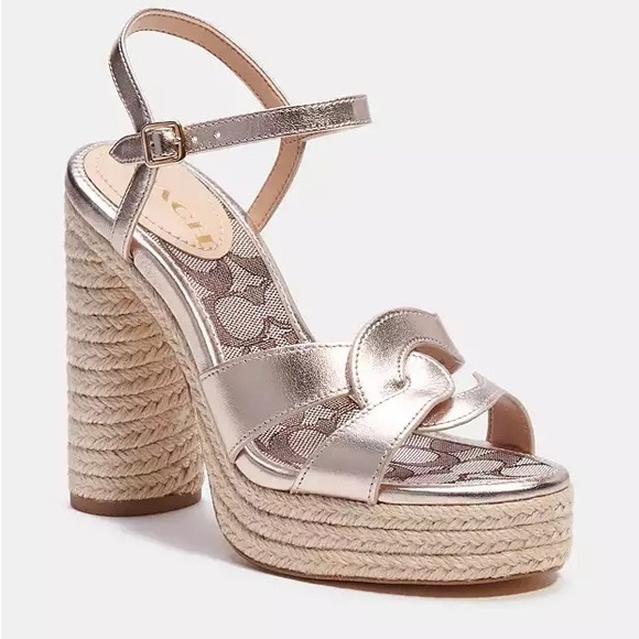 Coach Shoes Coach Talina Espadrille Platform Sandal Champagne 8